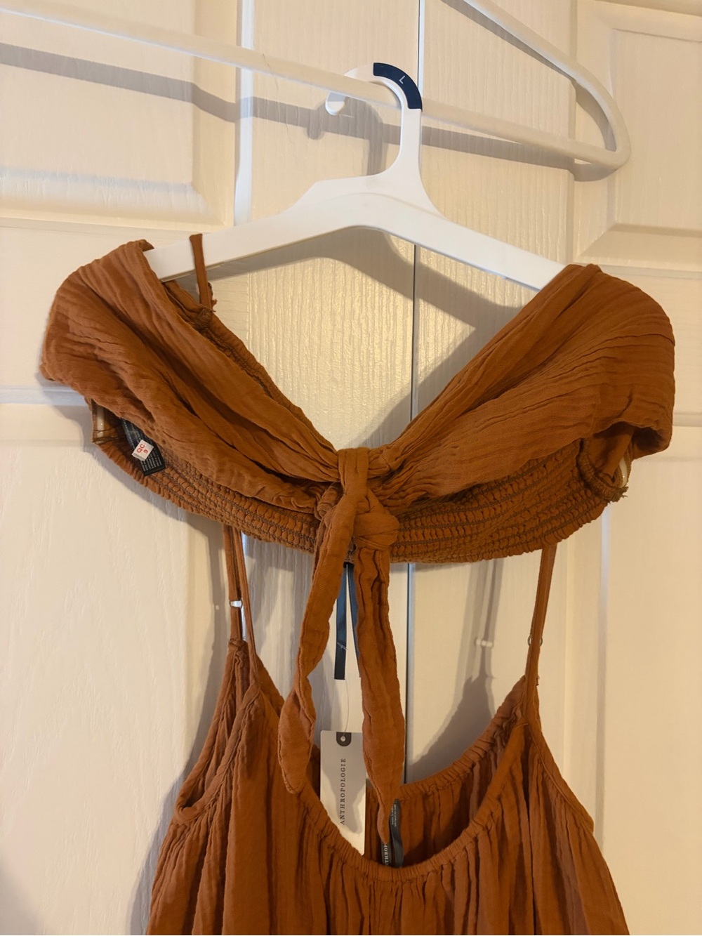 Anthropologie Rust Brown Tie-Front Bandeau Top & Romper